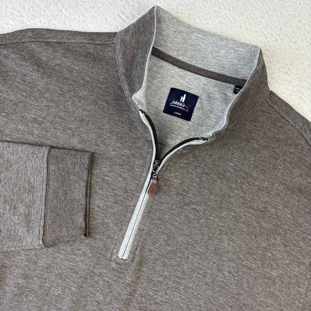 JOHNNIE-O 'Sully 1/4 Zip' Mens Large Brown Quarter Pullover Sweater Golf Stretch